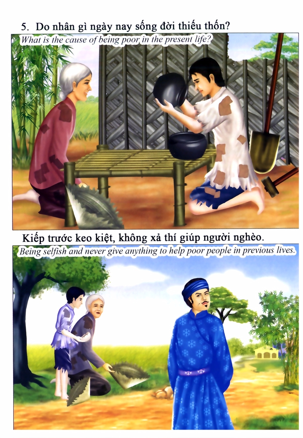 Ăn mặc thiếu thốn bởi nhân chi?  Kiếp trước một nửa không xả thí.