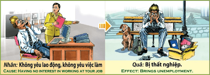 Tranh Nhân Quả - Không yêu lao động, không yêu việc làm - Sau này sẽ bị thất nghiệp